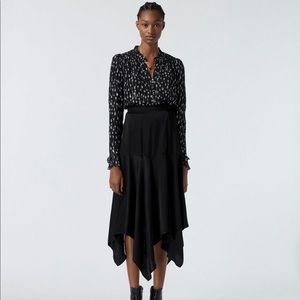 The Kooples BLACK WRAP SKIRT WITH STAR PRINT